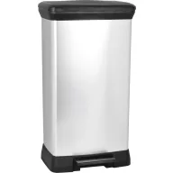   Szemeteskuka, Curver Deco Pedal Bin, 50 l, fekete/ezüst, 39 x 29 x 73 cm, pedálos, ujjlenyomatmentes, újrahasznosított műanyag, rejtett zsáktartó