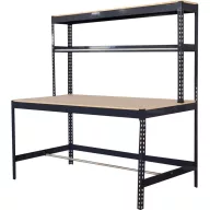   Munkapad, Strend Pro Racks PWB60, fekete, 183 x 90 x 183 cm, polccal, 350 kg teherbírás, könnyen összeszerelhető