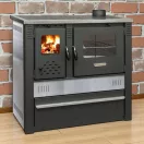 Strend Pro PANONIA fatüzelésű sparhelt, Inox, sütővel, 10,54 kW, 51 × 90 × 85 cm, jobb oldali füstcső kimenet, átmérő: 120 mm