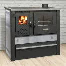 Strend Pro PANONIA fatüzelésű sparhelt, Inox, sütővel, 10,54 kW, 51 × 90 × 85 cm, jobb oldali füstcső kimenet, átmérő: 120 mm