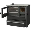 Strend Pro PANONIA fatüzelésű sparhelt, fekete, sütővel, 10,54 kW, 51 × 90 × 85 cm, bal oldali füstcső kimenet, átmérő: 120 mm