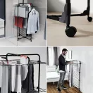 Ruhaszárító, Vileda Mixer 3, 30 méter szárítási terület, fekete, háromszintes toronykivitelben, állítható szárítórácsokkal, összecsukható kialakítással