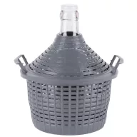   Demizson, Strend Pro Garden Cada Inco, 5 l, szürke, üveg, 40 mm nyakátmérő, műanyag védőburkolat, két fogantyú, borhoz és pálinkához