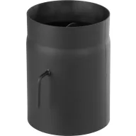   Füstcső, V.A.P.K. HS K0250/150/1,5, fekete, 25 cm / 150 mm, csappantyúval, rövid húzókarral, DC01 acéllemez, vastagfalú, lemezvastagság: 1,5 mm