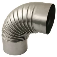   Füstcső könyök, V.A.P.K. Dymo, ezüst, 152 mm / 90°, EN 1856-2 tanúsítás, lemezvastagság: 0,4 mm