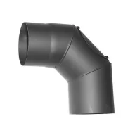   Füstcső könyök, V.A.P.K. HS.CO 090/180/2, fekete, 180 mm / 90°, nyílással, lemezvastagság: 2,0 mm