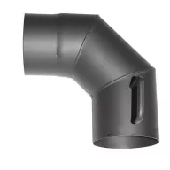   Füstcső könyök, V.A.P.K. HS.K 090/150/1,5, fekete, 150 mm / 90°, pillangószeleppel, lemezvastagság: 1,5 mm