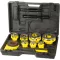 Kézi menetvágó készlet, Strend Pro PP3304.T062, sárga/fekete, 7 db (3/8", 1/2", 3/4", 1", 5/4", 6/4", 2") menetvágó fej, racsnis tokmány, 2 hosszabbítókar