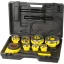 Kézi menetvágó készlet, Strend Pro PP3304.T062, sárga/fekete, 7 db (3/8", 1/2", 3/4", 1", 5/4", 6/4", 2") menetvágó fej, racsnis tokmány, 2 hosszabbítókar