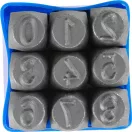 Számbeütő készlet, Strend Pro HR59209, számok, magasság: 12 mm, 9 db, kézi bélyegzéshez, fához, műanyaghoz és fémhez
