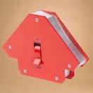 Hegesztő mágnes, Strend Pro QJ6008, piros, 12,7 x 12,7 cm, 25 kg teherbírás, kapcsolóval, 45° és 90° szögtartáshoz