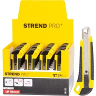   Tapétavágó kés, Strend Pro Ukbox-86-18, sárga/fekete, 18 mm penge, tördelhető, műanyag ház, 24 db-os készlet