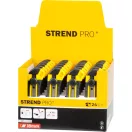 Tapétavágó kés, Strend Pro Ukbox-85-18, sárga/fekete, 18 mm penge, tördelhető, műanyag ház, rögzítőkerék, 24 db-os készlet