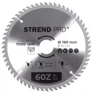   Körfűrészlap, Strend Pro, 190 × 2,4 × 30/20 mm, 60 db SK fog, hangtompító és tágulási hornyokkal, puhafához, keményfához, OSB, MDF, furatszűkítővel