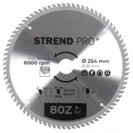   Körfűrészlap, Strend Pro, 254 × 3,0 × 30/20 mm, 80 db SK fog, hangtompító és tágulási hornyokkal, puhafához, keményfához, OSB, MDF, furatszűkítővel