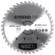   Körfűrészlap, Strend Pro, 305 × 3,2 × 30/20 mm, 40 db SK fog, hangtompító és tágulási hornyokkal, puhafához, keményfához, OSB, MDF, furatszűkítővel