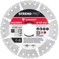   Gyémánt vágókorong, Strend Pro Premium, 115 x 22,23 mm, maximum 12 250 fordulat/perc, univerzális felhasználás, nedves és száraz vágáshoz