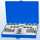 Menetfúró és menetmetsző készlet, Strend Pro SX1436, kék, 33 db, HSS acél, M3–M12 metrikus menetméretek, 1/4"-1/2" UNC menetméretek, 1/8"-1/4" BSP menetméretek