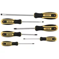   Csavarhúzókészlet, Strend Pro SD0639, fekete/sárga, 6 db, mágneses, lapos: 3 db, PH0: 1 db, PH1: 1 db, PH2: 1 db, króm-vanádium acél szár, műanyag markolat