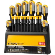   Csavarhúzókészlet, Strend Pro SDX72-118, fekete/szürke, 18 db, lapos: 6 db, PH: 6 db, TX: 6 db, tartó: 1 db