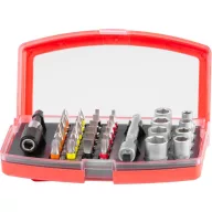   Bit és dugókulcs-készlet, Strend Pro EVE-12091, 34 db, mágneses bittartó, adapter, 24 db 25 mm bit, 8 db dugókulcs