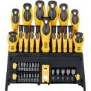 Csavarhúzó és bitkészlet, Strend Pro SDB139, fekete/sárga, 39 db, TX, PH, PZ, HEX és lapos bitekkel, bittartóval, csavarhúzókkal, mágnesezővel