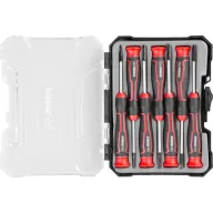   Csavarhúzókészlet, Strend Pro Premium ComfortGrip DL131, fekete/piros, 7 db, lapos: 4 db, PH: 3 db, króm-vanádium acél szár, műanyag markolat