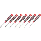 Csavarhúzókészlet, Strend Pro Premium ComfortGrip DL131, fekete/piros, 7 db, lapos: 4 db, PH: 3 db, króm-vanádium acél szár, műanyag markolat
