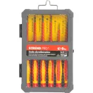 Csavarhúzókészlet, Strend Pro, piros/sárga, 6 db, villanyszerelő, szigetelt: 1000 V, lapos: 4 db, PH: 2 db, króm-vanádium acél fej, műanyag markolat