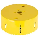 Bi-Metál koronafúró fej, Strend Pro BHS44, sárga, átmérő: 102 mm, HSS M3, fémhez, fához, gipszkartonhoz, műanyaghoz, váltakozó fogazás, törésálló, gyors vágás