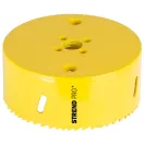 Bi-Metál koronafúró fej, Strend Pro BHS44, sárga, átmérő: 105 mm, HSS M3, fémhez, fához, gipszkartonhoz, műanyaghoz, váltakozó fogazás, törésálló, gyors vágás