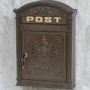 Postaláda, Strend Pro Edgar, barna, 31,5 x 44,5 x 9,5 cm, porszórt acél, 2 kulccsal