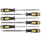 Reszelőkészlet, Strend Pro FS2006, szürke, 15 cm, 6 db (kör, félkör, háromszög, négyzet, lapos, finom élű lapos), edzett acél talp, műanyag markolat, fém, fa, műanyag megmunkálásához