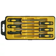   Reszelőkészlet, Strend Pro FS2006, szürke, 17 cm, 6 db, vegyes profilokkal, fém, fa, műanyag megmunkálásához, műanyag tárolótálcában