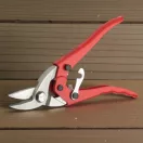 Lemezvágó olló, Rostex 2326, piros, 240 mm, balos kivitel, lemezekhez maximum 1,3 mm vastagságig