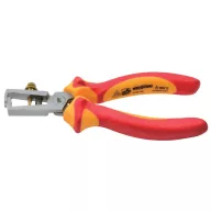   Villanyszerelő kábelcsupaszító fogó, Whirlpower 15706, piros/sárga, 180 mm, maximum 6,0 mm vezetékhez, szigetelés: 1000 V, DIN5743 szabvány, króm-vanádium acél, műanyag markolat