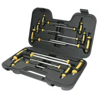   Imbuszkulcs készlet, Strend Pro YF70019, fekete/sárga, 10 részes, gömbfejes, T-markolat, 2 - 12 mm, hordtáskában