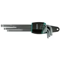   Imbuszkulcs készlet, Whirlpower 158-0109, ezüst, 9 részes, 1,5 - 10 mm, S2 acél, korrózióálló, hosszított, gömbfejes