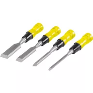   Lapos véső készlet, Strend Pro WCS015, sárga/fekete, 4 részes (6, 12, 18, 24 mm), edzett acél penge, ütésálló műanyag markolat