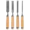 Lapos véső készlet, Strend Pro WCS546, 4 részes (6, 12, 18, 24 mm), edzett acél penge, fa markolat