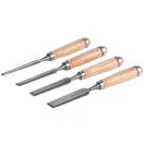 Lapos véső készlet, Strend Pro WCS546, 4 részes (6, 12, 18, 24 mm), edzett acél penge, fa markolat