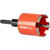   Gyémánt koronafúró, Strend Pro Premium, piros, átmérő: 68 mm, menet: M16, központosító fúróval, csempéhez, kőburkolathoz, 5 fogas