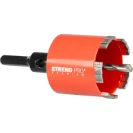   Gyémánt koronafúró, Strend Pro Premium, piros, átmérő: 72 mm, menet: M16, központosító fúróval, csempéhez, kőburkolathoz, 5 fogas