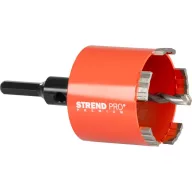   Gyémánt koronafúró, Strend Pro Premium, piros, átmérő: 82 mm, menet: M16, központosító fúróval, csempéhez, kőburkolathoz, 5 fogas