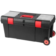   Szerszámosdoboz, Strend Pro HL3050, fekete, kerekes, kihúzható fogantyú, 15 kg teherbírás, átlátszó fedél, PVC, többfunkciós