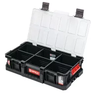   Rendszerező koffer, Qbrick Patrol System Two Organizer Flex Plus, 53 × 31 × 13 cm, fekete, 14,3 l, moduláris, polikarbonát fedél, poliamid reteszek, 12 kivehető rekesz