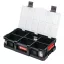 Rendszerező koffer, Qbrick Patrol System Two Organizer Flex Plus, 53 × 31 × 13 cm, fekete, 14,3 l, moduláris, polikarbonát fedél, poliamid reteszek, 12 kivehető rekesz