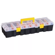   Rendszerező láda, Strend Pro HL30131, 46 x 17 x 9,5 cm, fekete, 9 kg teherbírás, 9 rekesz, PVC, koffer kivitel