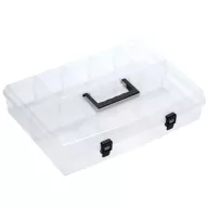   Rendszerező láda, Prosperplast Unibox NUN16, 8,5 x 29,8 x 40 cm, átlátszó, 6 rekesz, zárral, kényelmes fogantyúval