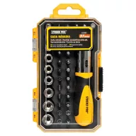   Bit és dugókulcs-készlet, Strend Pro WT536, 37 részes, 1/4", racsnis csavarhúzó, bitkészlettel, bit: 6,35 x 25 mm, dugókulcs: 4–12 mm
